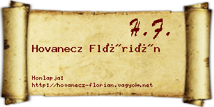 Hovanecz Flórián névjegykártya